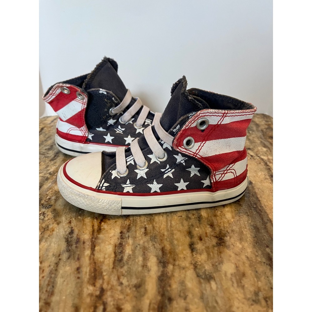 Converse Chuck Taylor All Star American Flag Stars Stripes Kids Sneakers Size 8